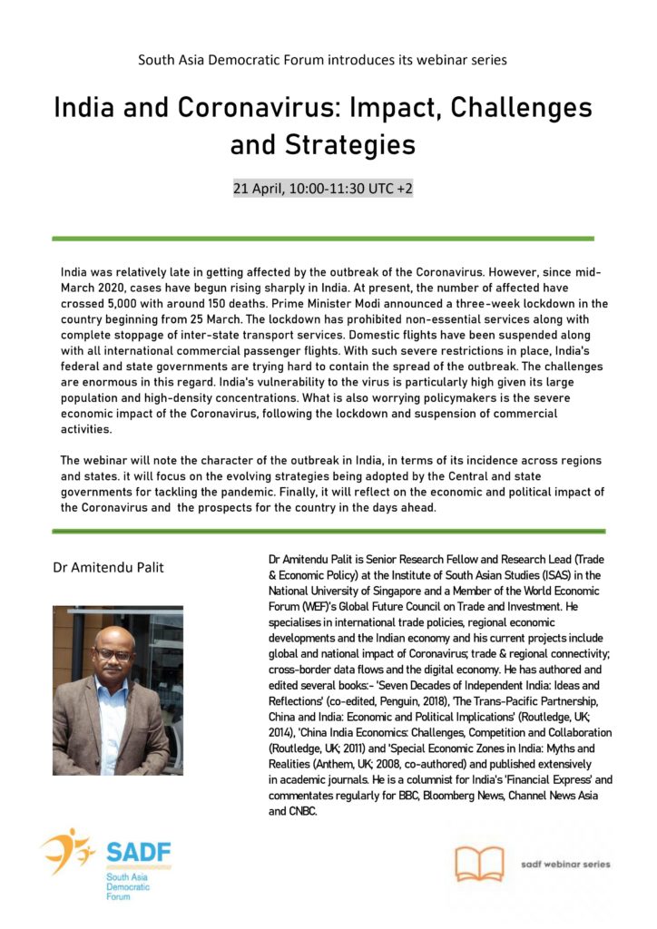 , Webinar Series &#8211; India and Coronavirus: Impact, Challenges and Strategies