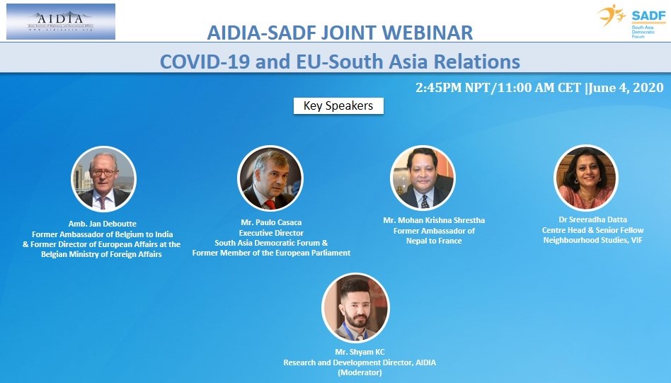 , AIDIA-SADF Joint Webinar &#8211; COVID-19 and EU-South Asia Relations