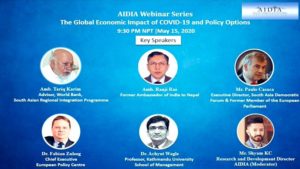 , SADF Director Paulo Casaca, participated as a key speaker among other experts in a webinar organised by AIDIA  on 15 May 2020 titled &#8216;  The Global Economic Impact of COVID-19 &#038; Policy Options&#8217;