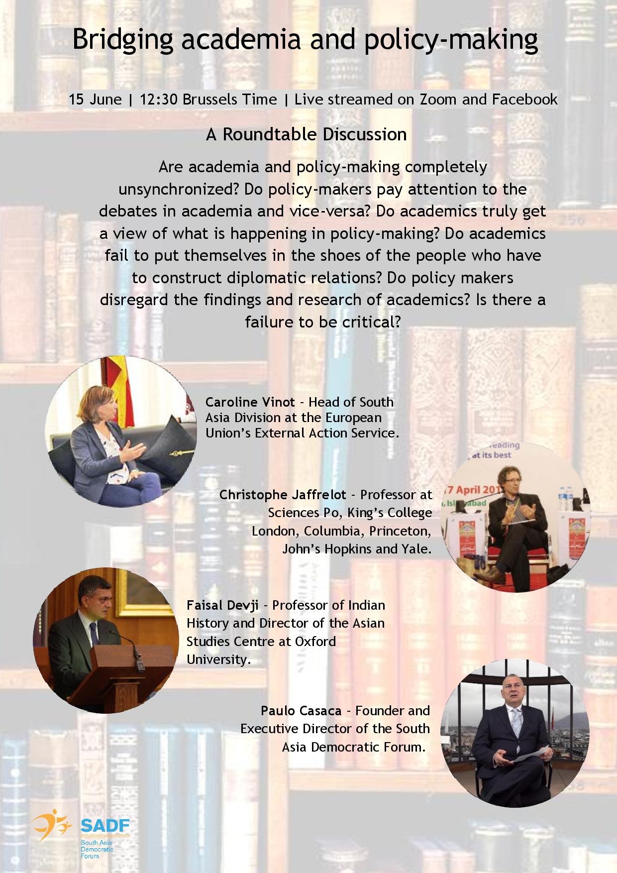 , Bridging academia and policy-making &#8211; A Roundtable Discussion with Caroline Vinot, Christophe Jaffrelot, Faisal Devji and Paulo Casaca